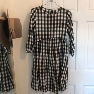 Black and White gingham knee length flowy dress